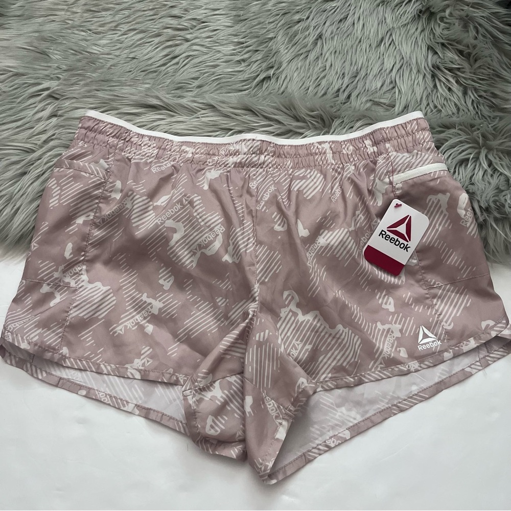 Reebok Beige & White Printed Relaxed Shorts NWT